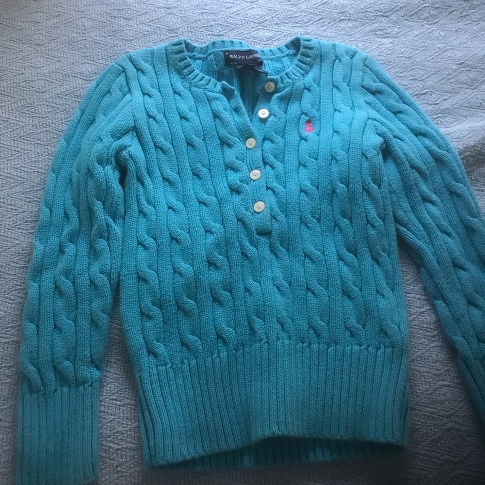 Bright blue Henley sweater by Polo